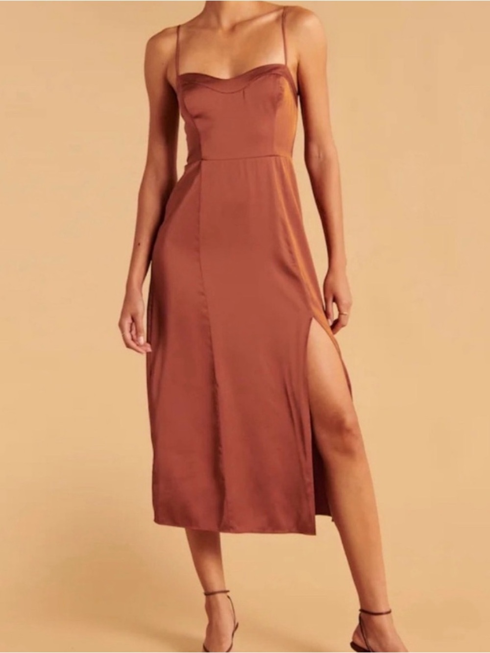 Abercrombie and Fitch satin sweetheart midi dress